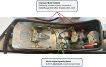 Load image into Gallery viewer, Premium aluminum taillight assembly for Porsche F/G-Series (1969-1989) with improved bulb holders and high reflectivity.