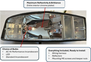 Premium taillight for Porsche F/G-Series, showcasing maximum reflectivity with chrome plating and choice of bulbs.