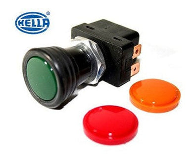 Hella Auxiliary Light Switch with interchangeable red and orange lenses.