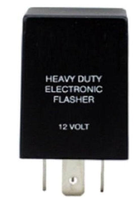 Heavy duty electronic turn signal flasher, 12 volt, suitable for 3 & 4 pin configurations.