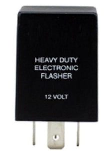Heavy duty electronic turn signal flasher, 12 volt, suitable for 3 & 4 pin configurations.