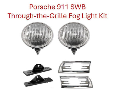 SWB Porsche 911 through-the-grille fog light kit with grilles and mounting brackets.