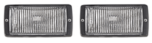 Porsche Bosch 911 fog lights for 1974-1983 models, black with genuine BOSCH lenses.