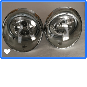 Clear Hella SB19 lenses for vintage Porsche headlights, exclusive Audette Collection.