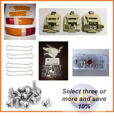 AC Porsche 911 SWB turn signal and taillight rebuild kit, 1965-1969, with multiple components, bundle discount available.