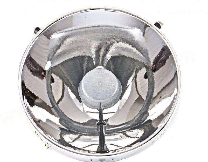 H4 headlight reflector with bulb holder and deflector, suitable replacement for Porsche.