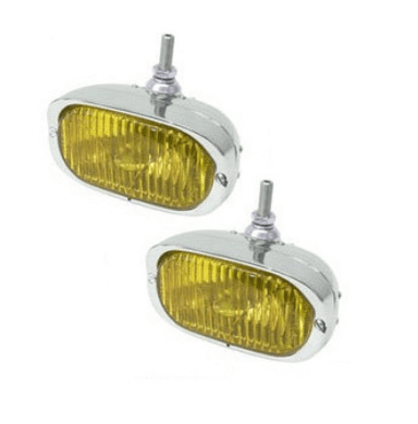 Vintage 128 fog light set for 1960-1968 Porsche with selective yellow lenses.